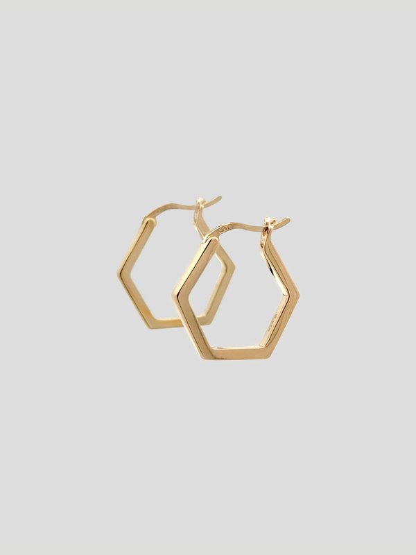 Hexagon Hoops in Champagne Gold