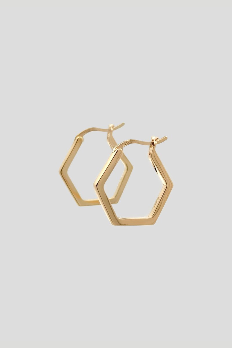 Hexagon Gold Hoops