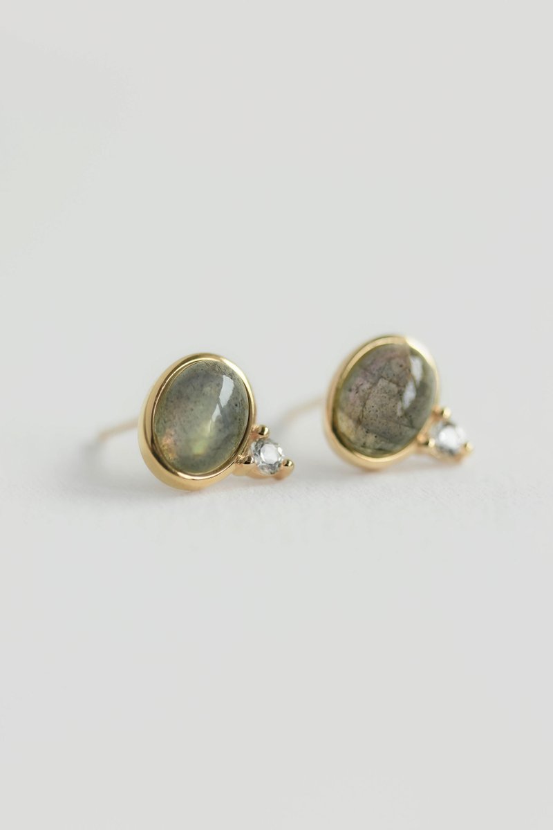 Orb Gold Ear Studs with Labradorite