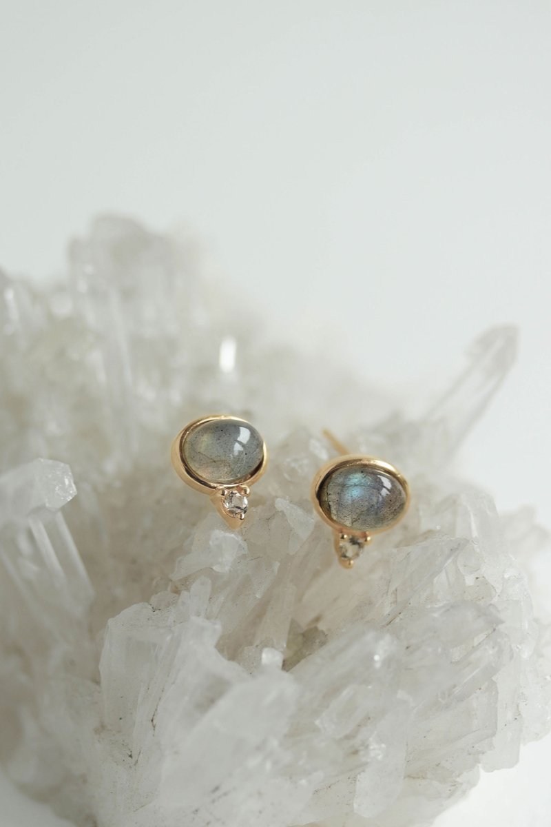 Orb Gold Ear Studs with Labradorite