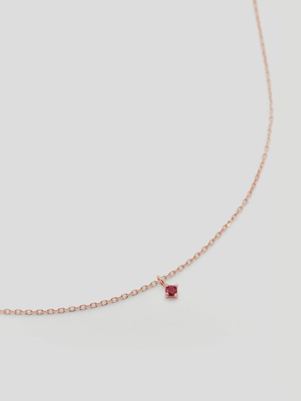 Personalised Necklace with Birthstone in 14k Solid Rose Gold