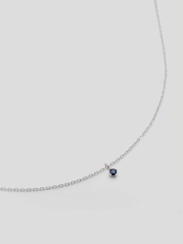 Personalised Necklace with Birthstone in 14k Solid White Gold