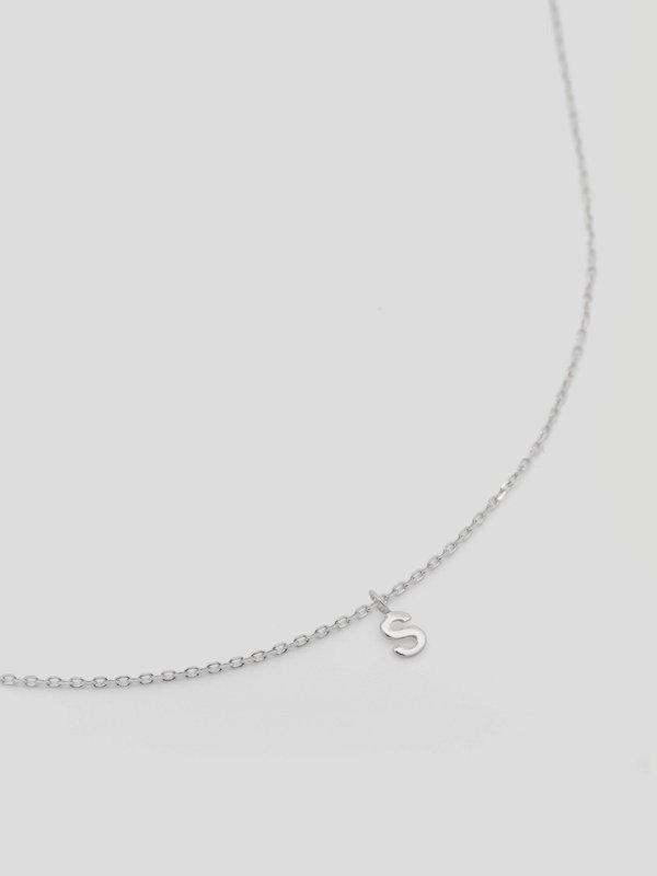 Personalised Necklace with Initial in 14k Solid White Gold