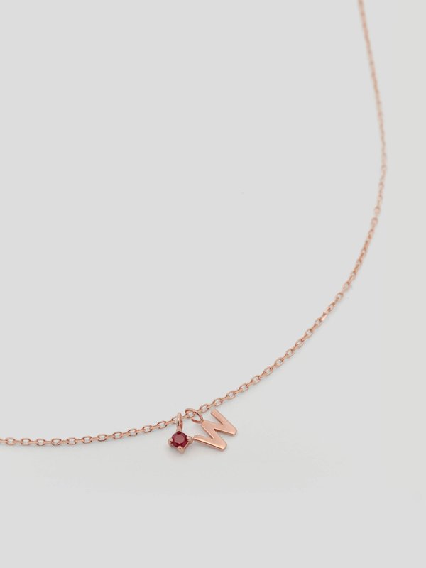 Personalised Necklace with Birthstone in 14k Solid Rose Gold