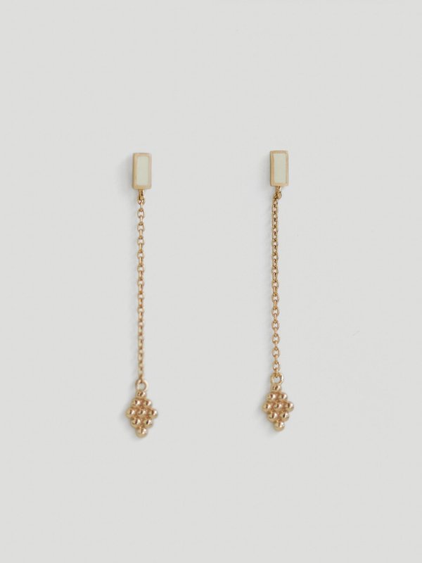 Ollie Drop Earring with Cream Enamel in Champagne Gold