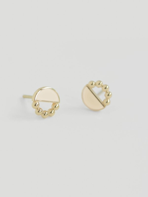 Ophelia Ear Studs with Cream Enamel in Champagne Gold