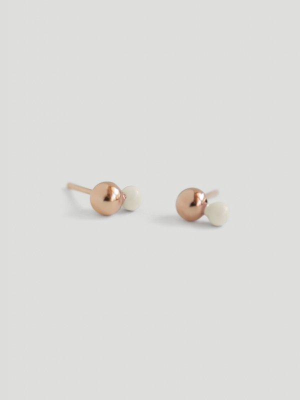 Otto Ear Studs with Cream Enamel in Rose Gold