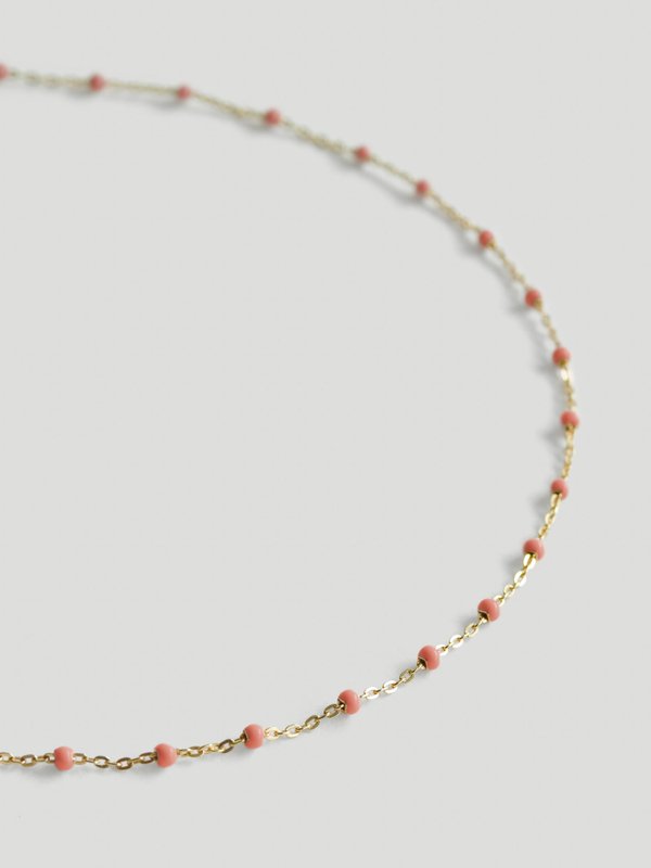Olivia Necklace - Coral Enamel in Champagne Gold