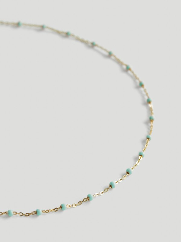 Olivia Necklace - Mint Enamel in Champagne Gold