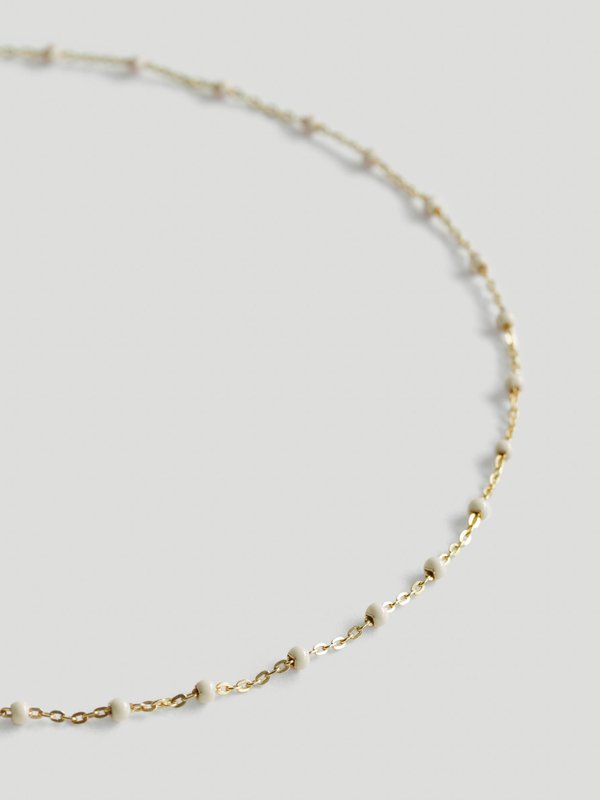 Olivia Necklace - Cream Enamel in Champagne Gold