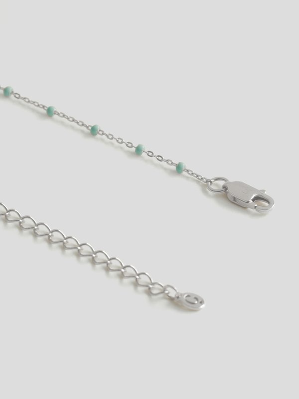 Olivia Necklace - Mint Enamel in Silver