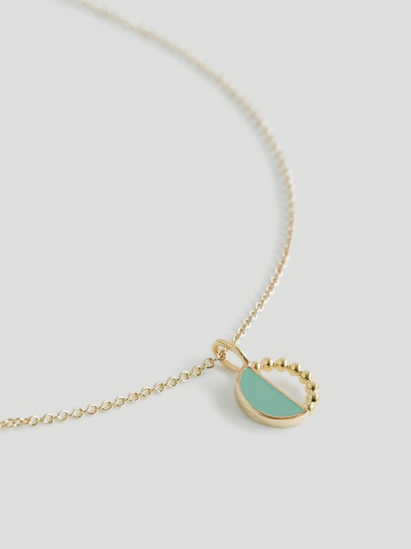 Ophelia Necklace - Mint Enamel in Champagne Gold