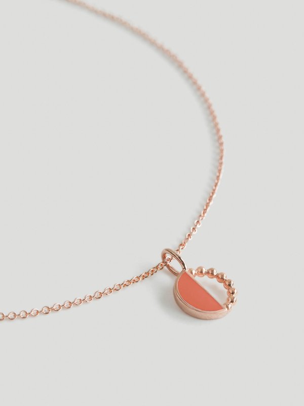 Ophelia Necklace - Coral Enamel in Rose Gold