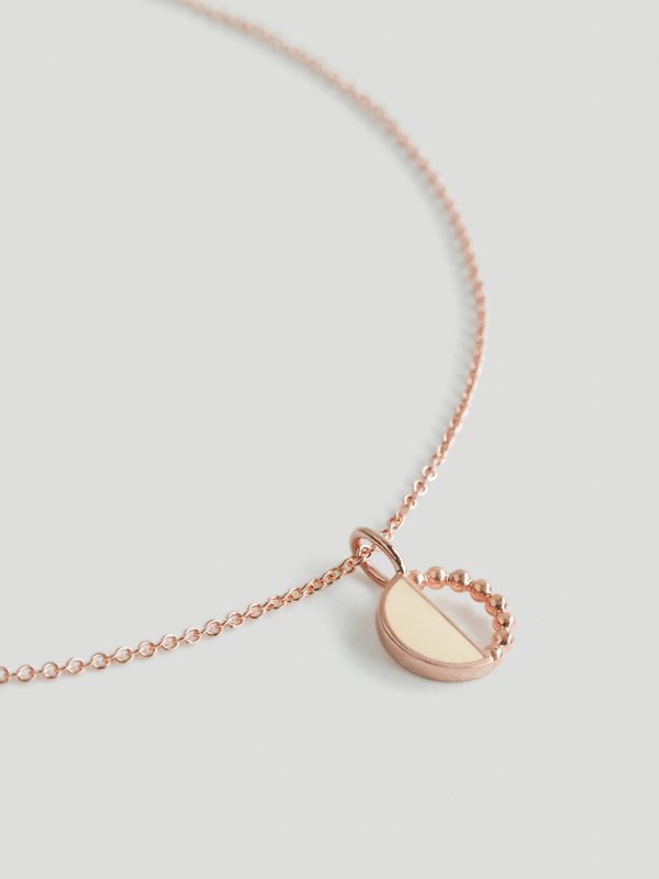 Ophelia Necklace - Cream Enamel in Rose Gold