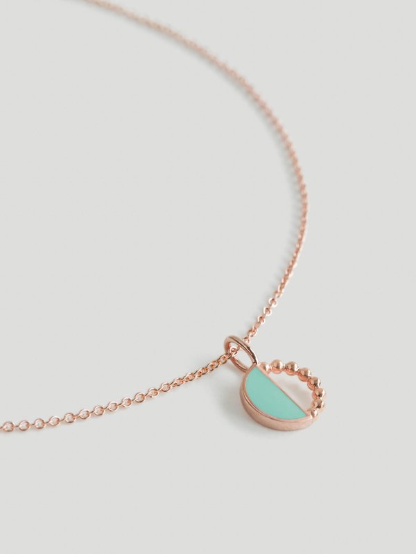 Ophelia Necklace - Mint Enamel in Rose Gold