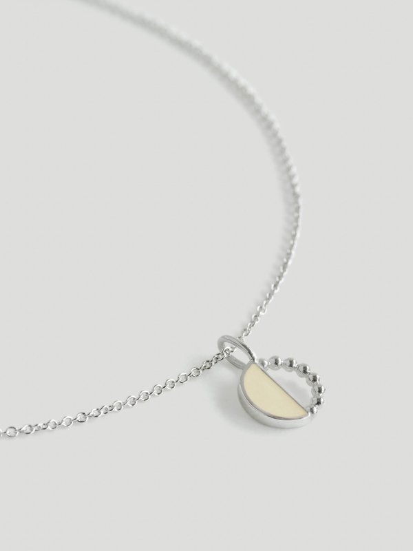 Ophelia Necklace - Cream Enamel in Silver 