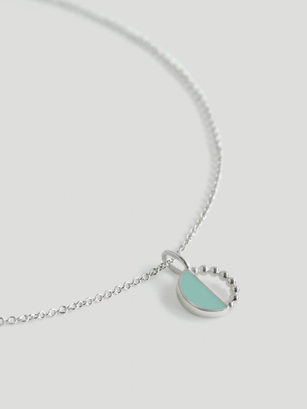 Ophelia Necklace - Mint Enamel in Silver