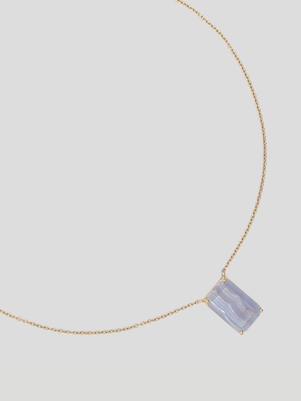 Rome Necklace with Blue Lace Agate in Champagne Gold
