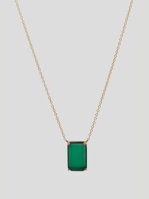 Rome Necklace with Green Onyx in Champagne Gold