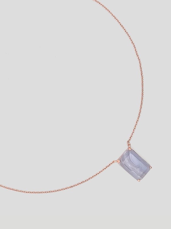 Rome Necklace with Blue Lace Agate in Rose Gold