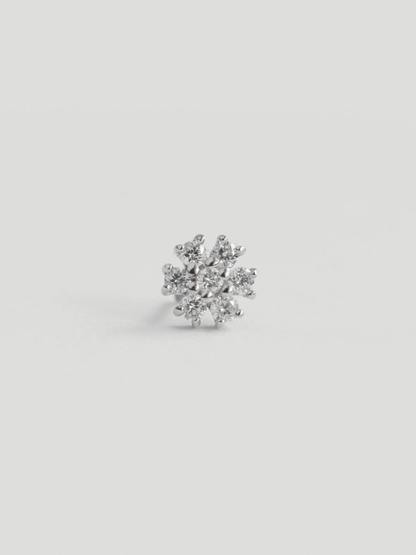 Esther Threaded Labret Earring - Diamonds in 14k White Gold (Single)