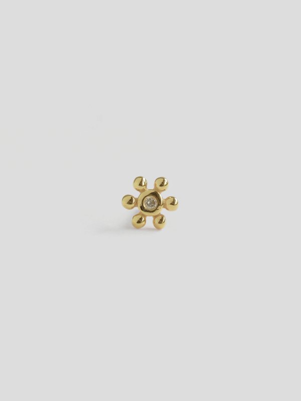 Hibiscus Threaded Labret Earring - Diamonds in 14k Gold (Single)