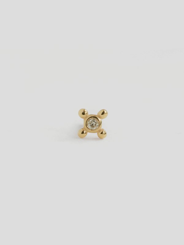 Primrose Threaded Labret Earring - Diamonds in 14k Gold (Single)