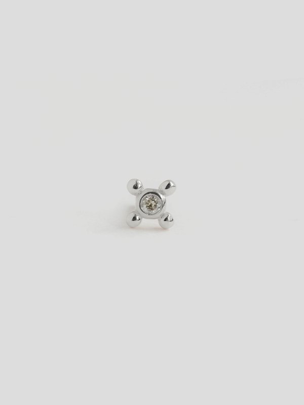 Primrose Threaded Labret Earring - Diamonds in 14k White Gold (Single)
