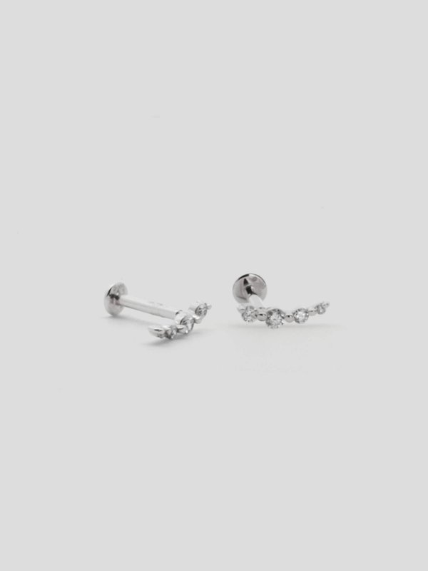 Wisp Threaded Labret Earring - Diamonds in 14k White Gold