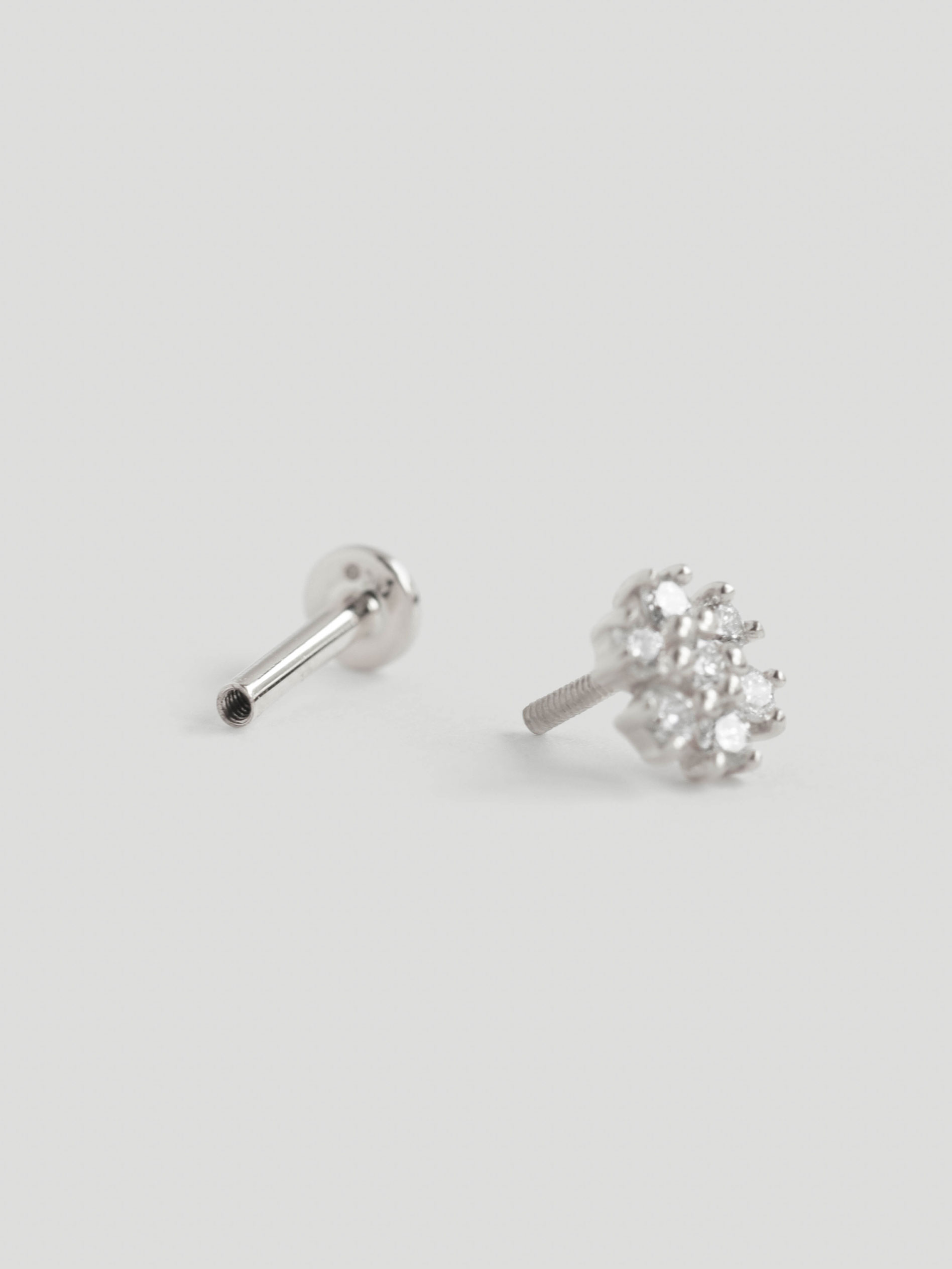 Esther Threaded Labret Earring - Diamonds in 14k White Gold (Single ...
