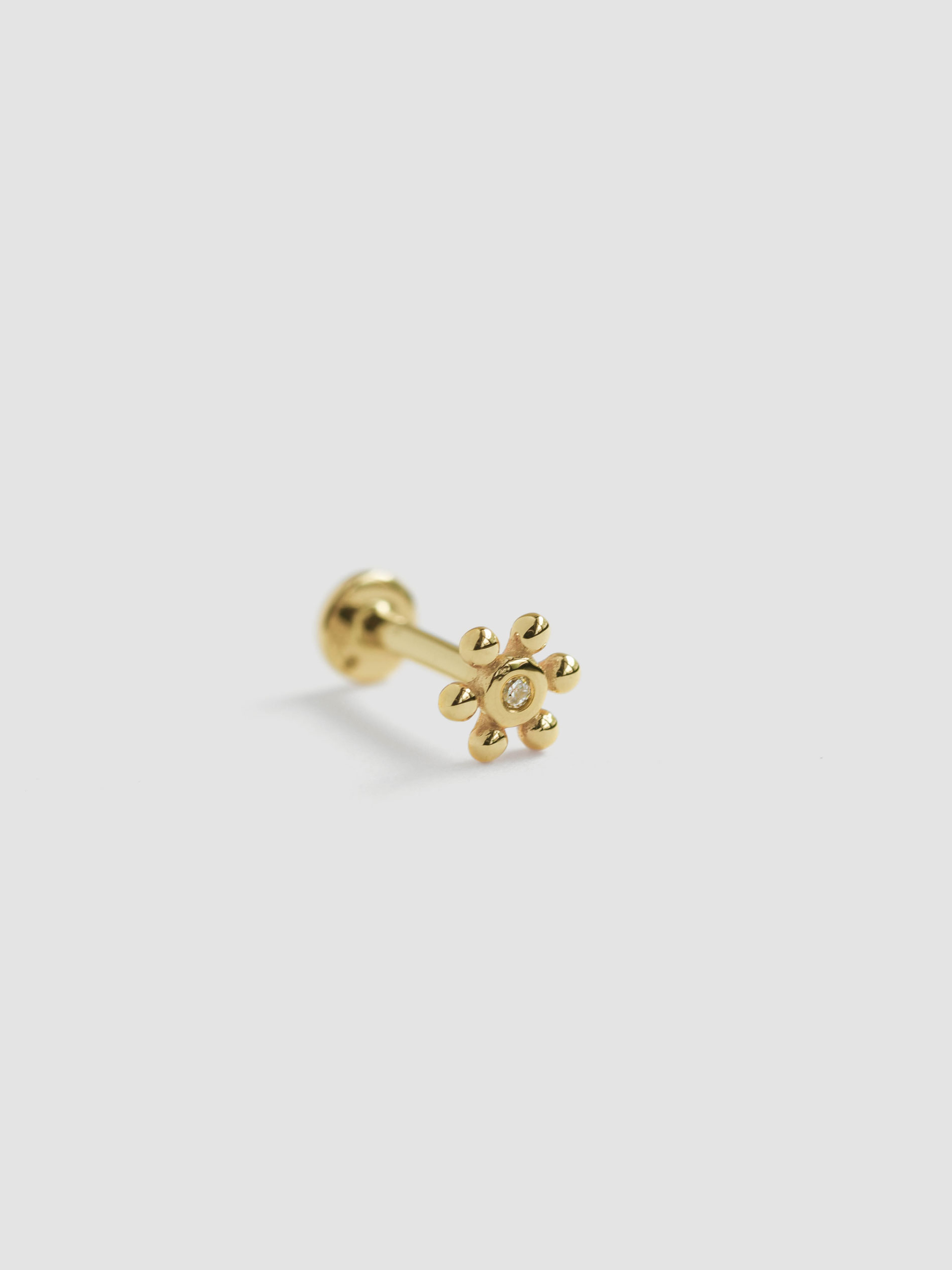 Hibiscus Threaded Labret Earring - Diamonds in 14k Gold (Single ...