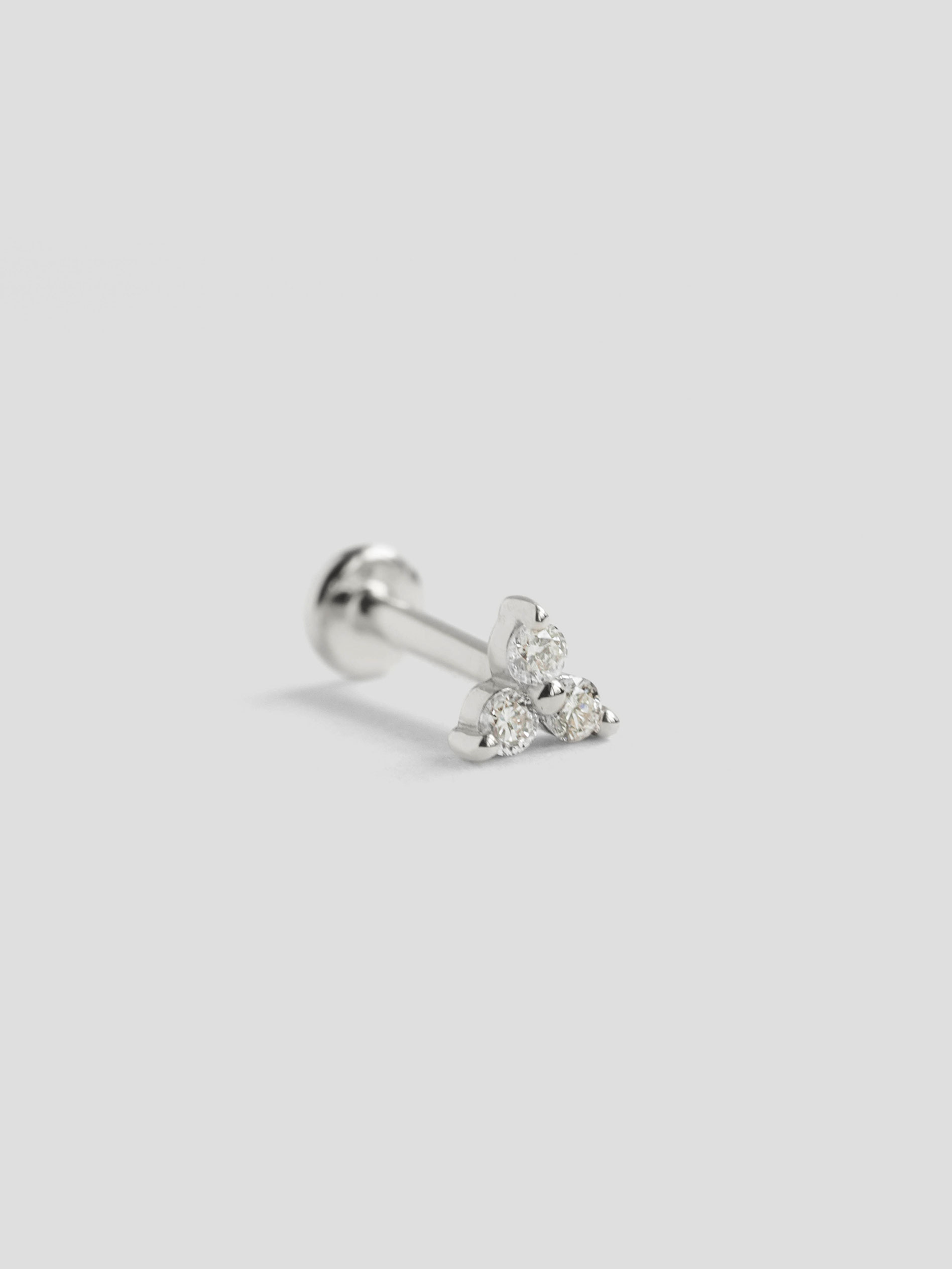 Trinity Threaded Labret Earring - Diamonds in 14k White Gold (Single ...