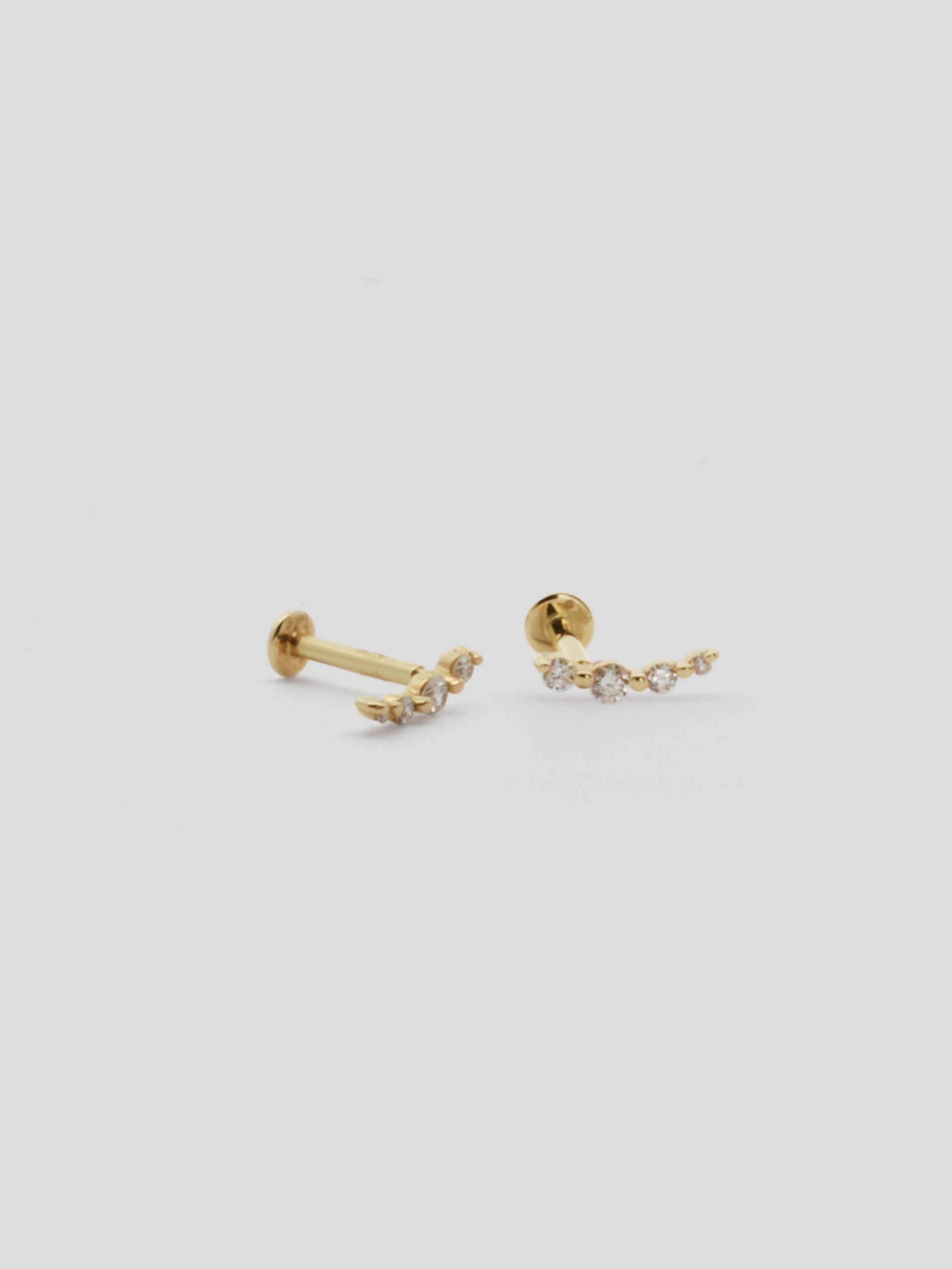 Wisp Threaded Labret Earring - Diamonds in 14k Gold | Curious Creatures