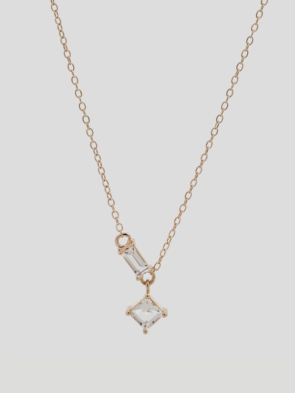 Rhea Necklace - White Topaz in Rose Gold