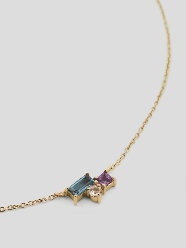 Rylee Necklace - London Blue Topaz in Champagne Gold