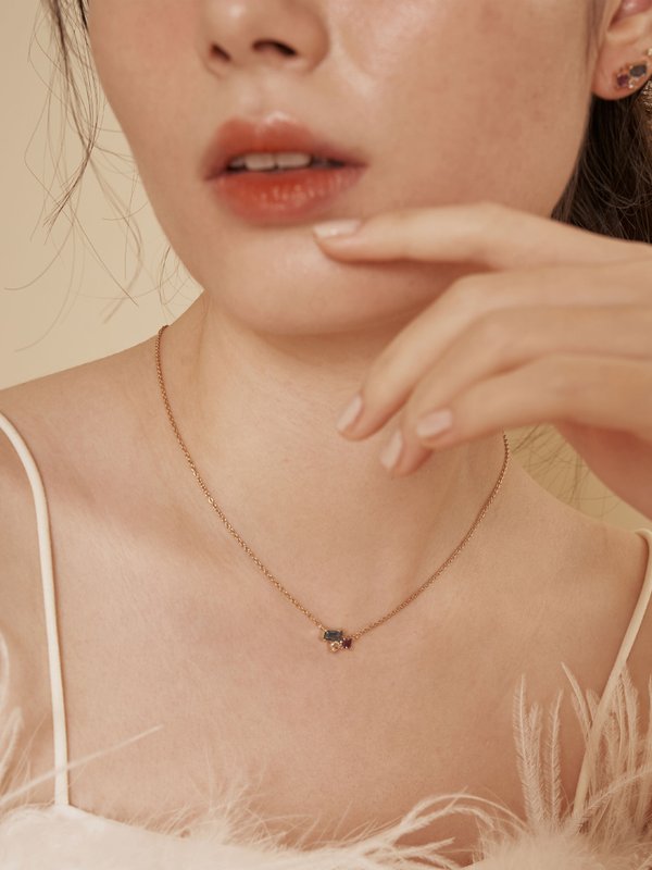 Rylee Necklace - London Blue Topaz in Champagne Gold