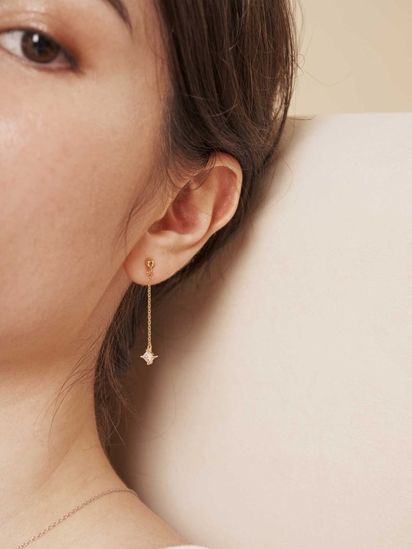 Rhea Drop Earrings - White Topaz in Champagne Gold