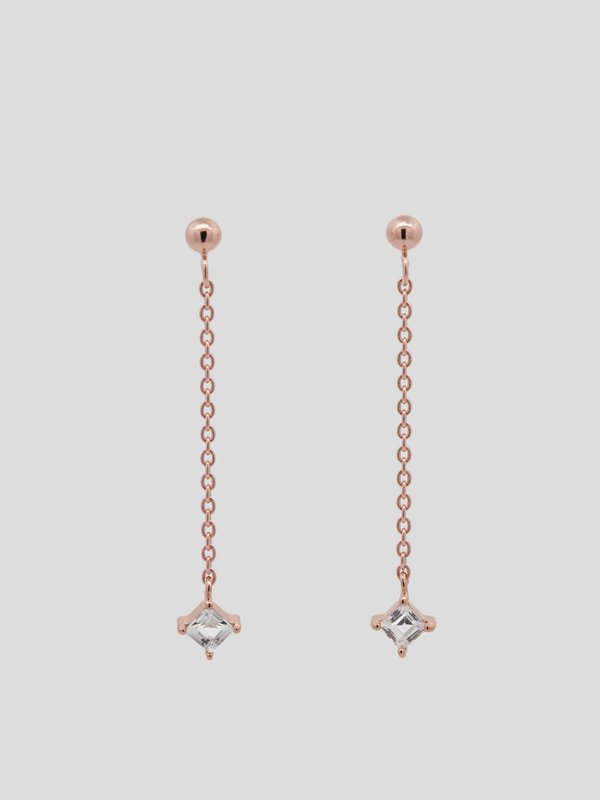 Rhea Drop Earrings - White Topaz in Rose Gold