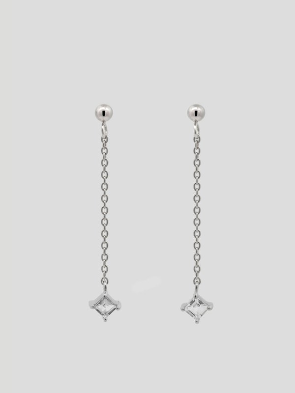 Rhea Drop Earrings - White Topaz in Silver