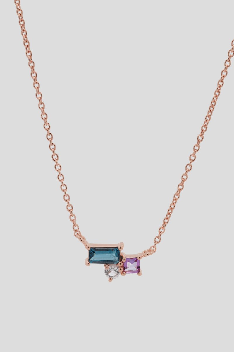 Marcella Gold Necklace with Sky Blue Topaz