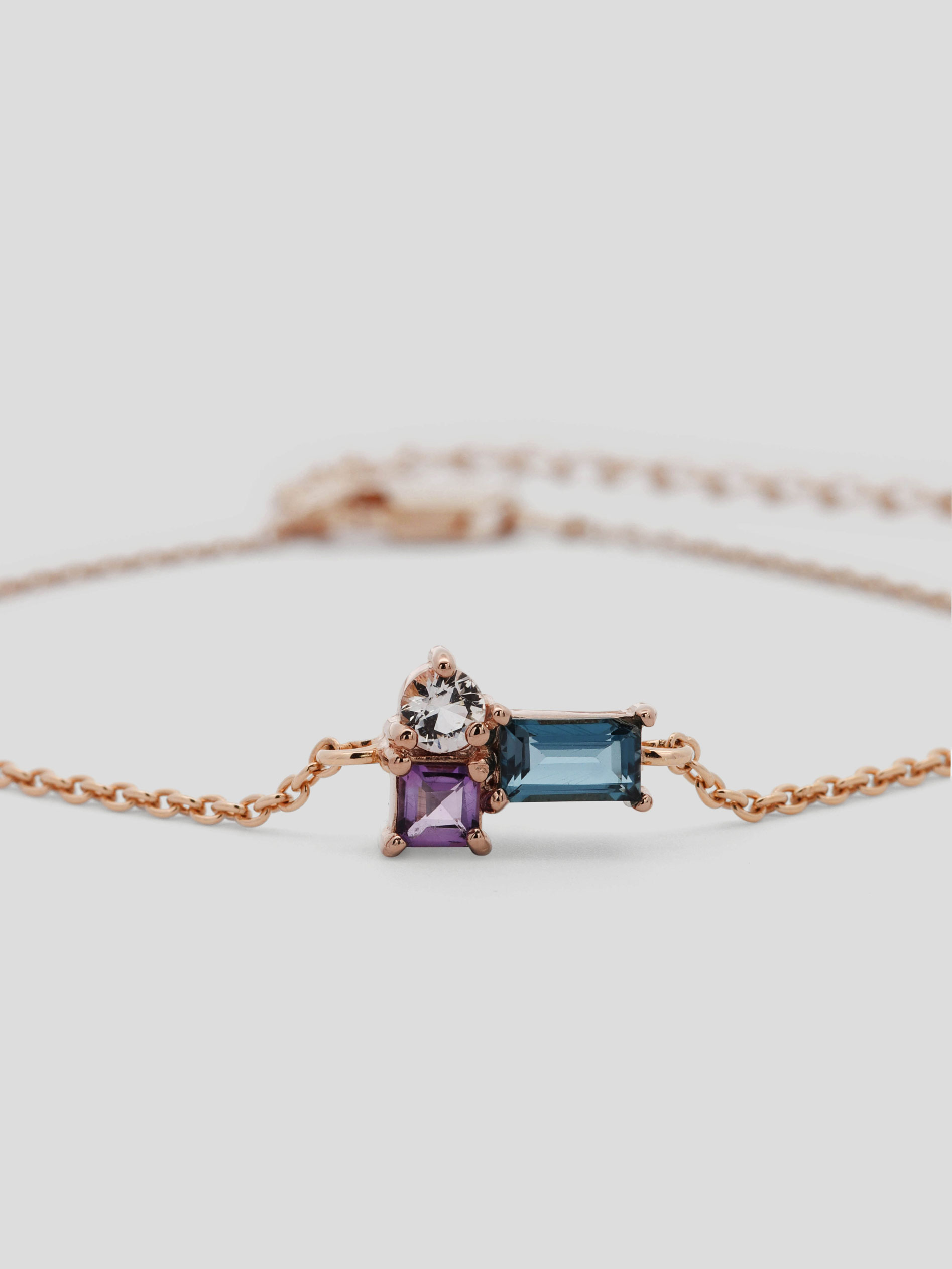 Rylee Necklace - London Blue Topaz in Rose Gold