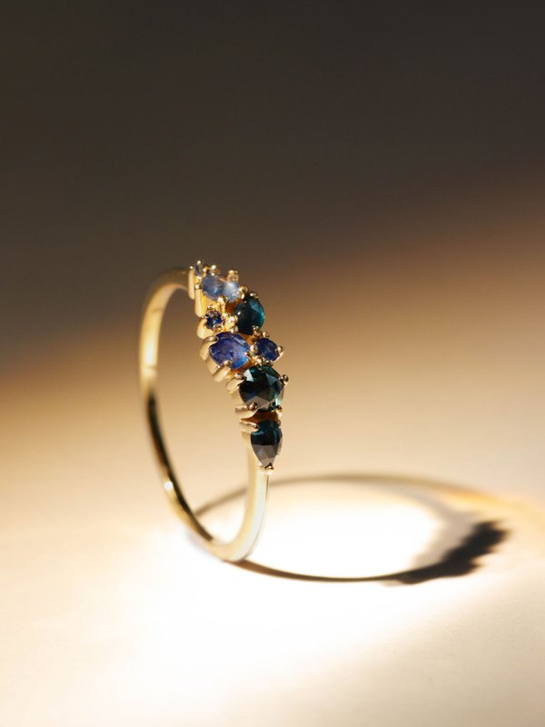 Bouquet Ring - Blue Sapphires in 14k Gold