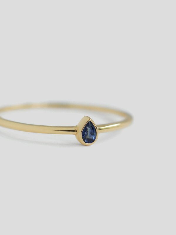 Teardrop Ring - Blue Sapphires in 14k Gold