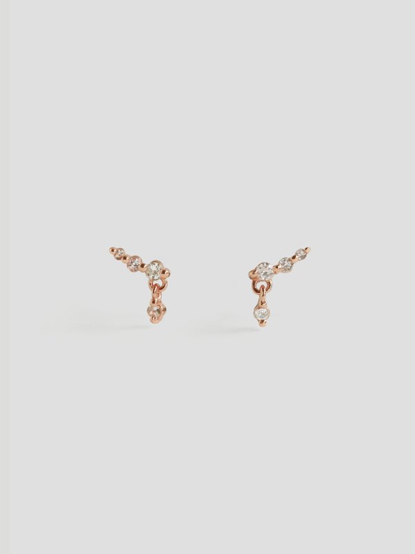Drizzle Ear Studs - White Topaz in Rose Gold