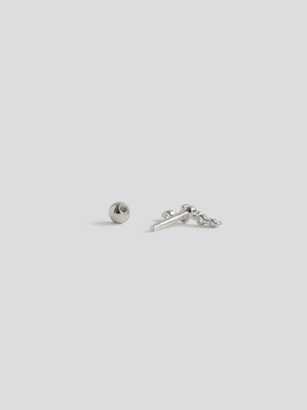 Drizzle Ear Studs - White Topaz in Silver