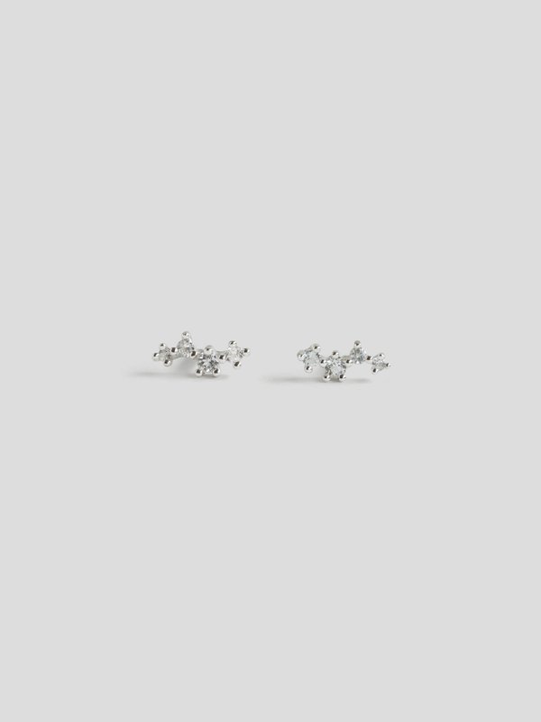 Tinsel Ear Studs - White Topaz in Silver