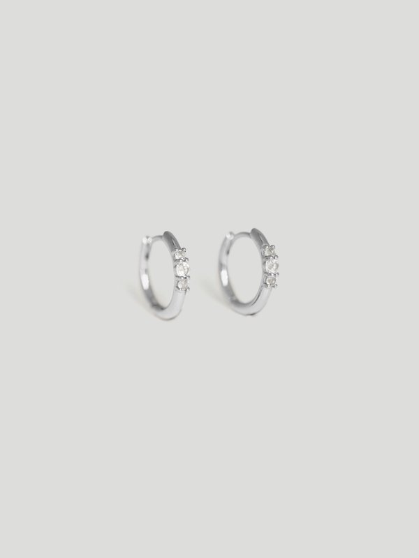 Trey Ear Huggers - White Topaz in Silver