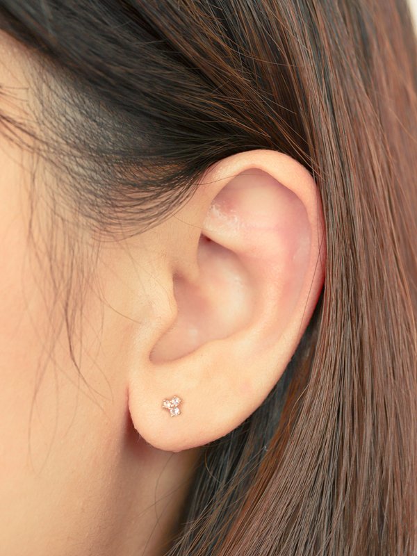 Trine Ear Studs - White Topaz in Rose Gold