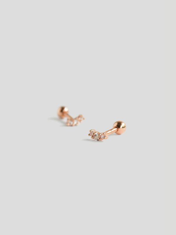 Wave Ear Studs - White Topaz in Rose Gold