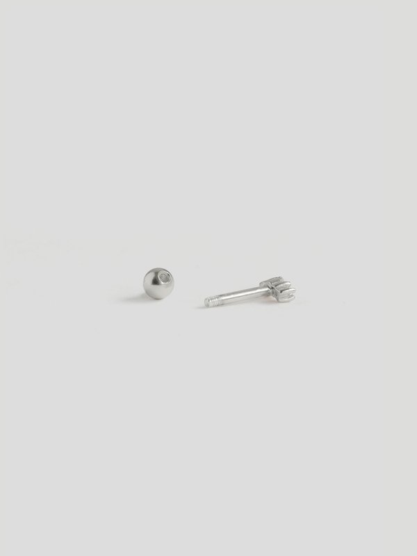 Wave Ear Studs - White Topaz in Silver